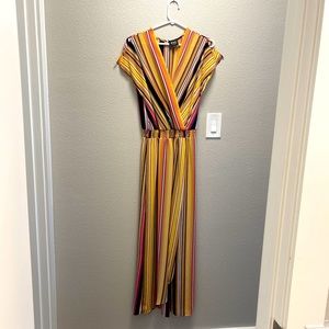 ECI New York Striped Faux Wrap Maxi Dress